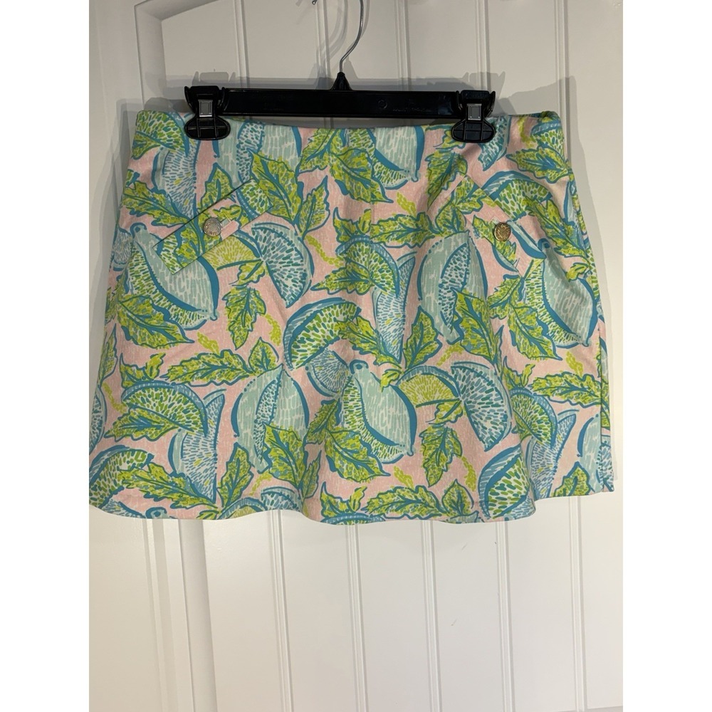 Lilly Pulitzer Pink Green Tropical Print Skort Women's Resort Golf Preppy Large